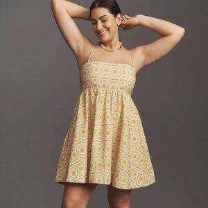 Anthropologie Babydoll Mini Dress (blue and green!)